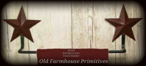 #TH1 Primitive Red Barn Star Towel Holder