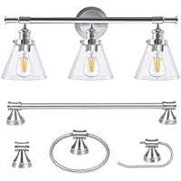5-Piece Rottogoon All-in-One Vintage Bathroom Set with Glass Shades only $59.80