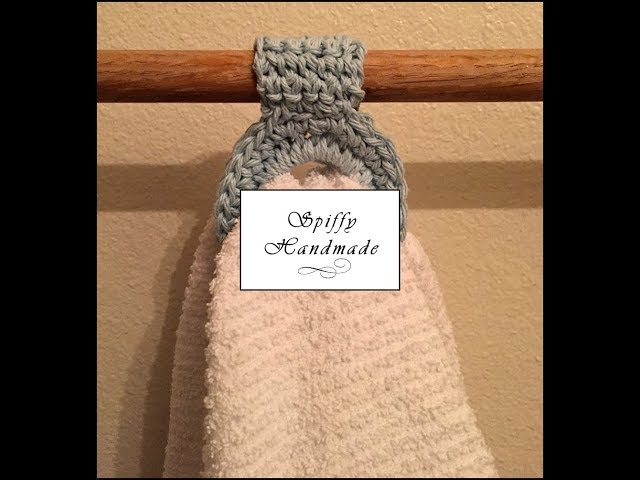 How to make a crochet towel holder with elastic hairbands, cotton worsted weight (4) yarn, and a H or 5.0 MM hook
