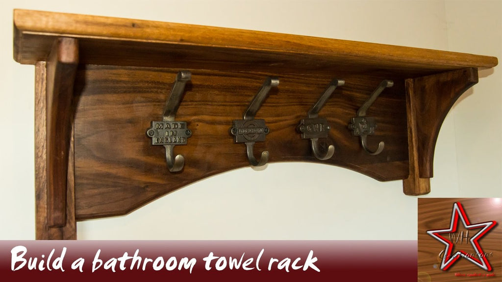 Made from reclaimed walnut flooring, I have designed and built a towel rack for my bathroom