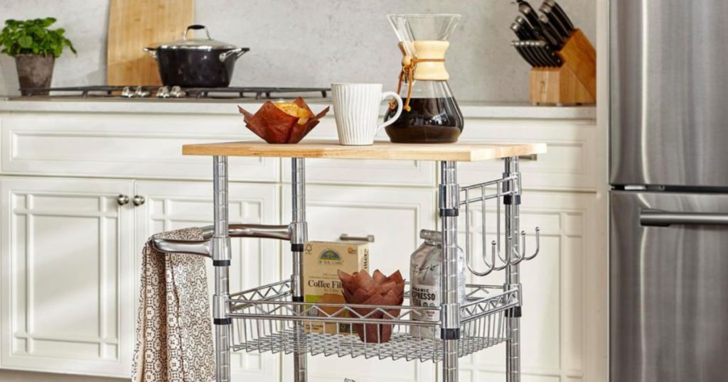 Highly Rated Chrome & Wood Rolling Kitchen Cart Only $38 Shipped (Regularly $70)