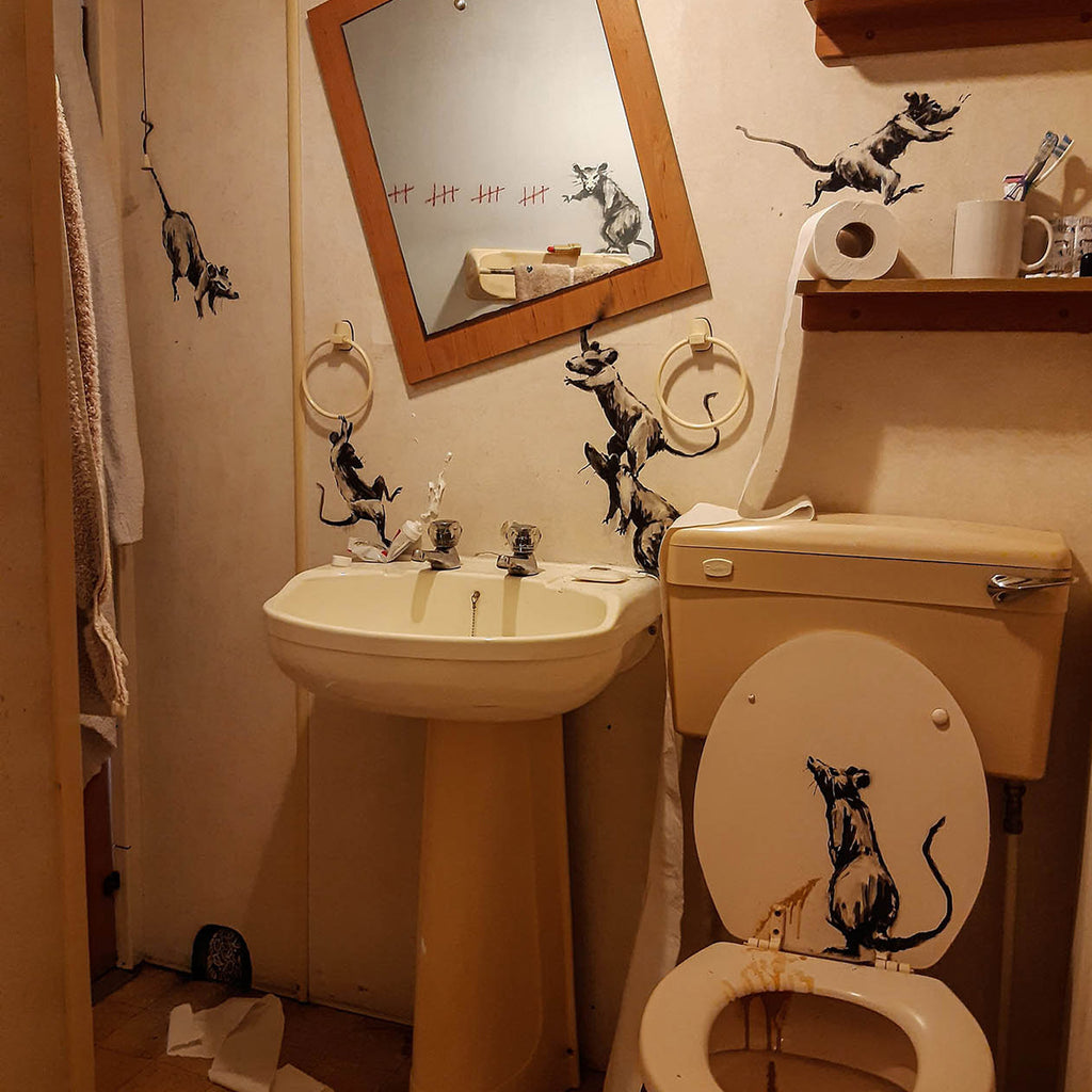 Banksy reveals rodent-themed installation inside his own bathroom