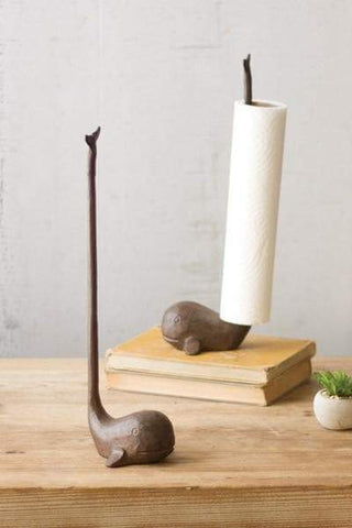 Rustic Cast Iron Whale Paper Towel Holder