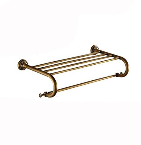 Ping Bu Qing Yun Towel Rack - Brass, Double Layer, Multi-Function, Perforated, Antique, Wall-Mounted Retro Bathroom Storage Towel Rack, Suitable for Bathroom, Kitchen - 62.5x26.5x15cm Towel Rack