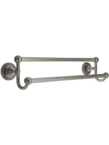 24 Brass Double Towel Bar With Rope Rosettes In Antique Pewter. Reproduction Bathroom Accessories.