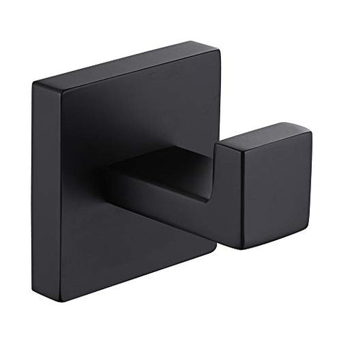 Bath Robe Hook Matte Black, APLusee Stainless Steel Square Shower Towel Hook Contemporary Coat Holder, Home Kitchen Toilet Storage Cloth Hanger