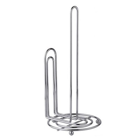 BaHoki Essentials Metal Paper Towel Holder for Contemporary Kitchen - Accommodates All Roll Sizes (Chrome)
