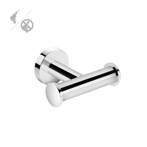 Pomdor Self Adhesive Towel Robe Double Hook Hanger for Bathroom Towel Holder