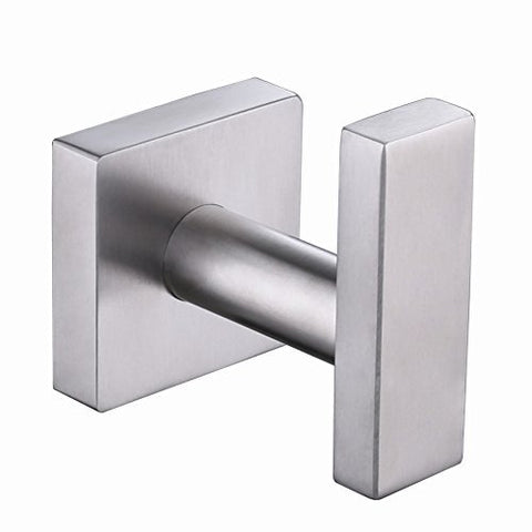Bath Towel Hook, Aomasi SUS304 Stainless Steel Square Coat Towel Hook, Utility Clothes Hanger for Bathroom Kitchen, Wall Mounted, Brushed Nickel