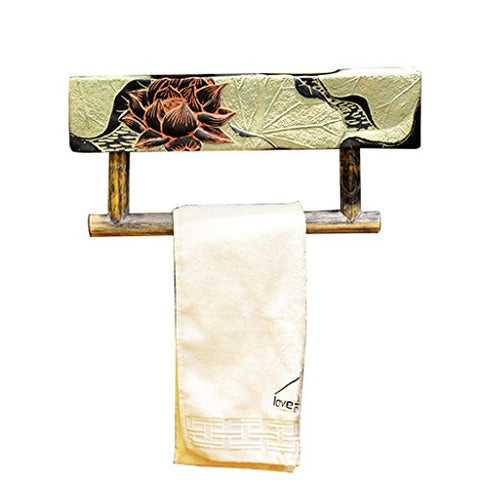 Ping Bu Qing Yun New Chinese Style Bathroom Frame Old-Fashioned Bathroom Toilet Single Towel Rack Resin Natural Towel Rack Classical Style Bathroom Accessories Towel Rack