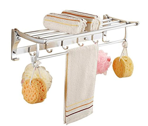 Ping Bu Qing Yun Towel Rack - Space Aluminum, Double Layer, Multi-Function, Wall-Mounted Bathroom Wall Hanging Towel Rack, Suitable for Bathroom, Home -60x23.5x13cm Towel Rack