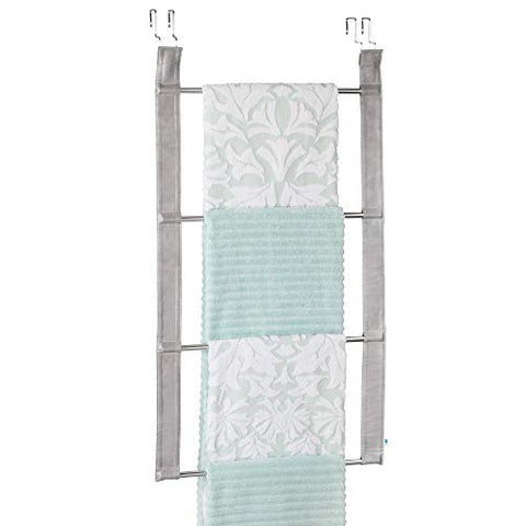 iDesign Lauren Over-the-Door Towel Holder Rack for Bathroom - 4 Bars, Gray/Chrome