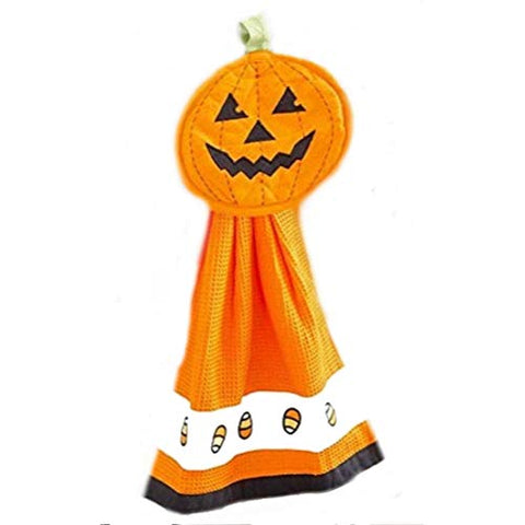 2 Piece Halloween Kitchen Accessories: Pumpkin Kitchen Towel and Pot Holder