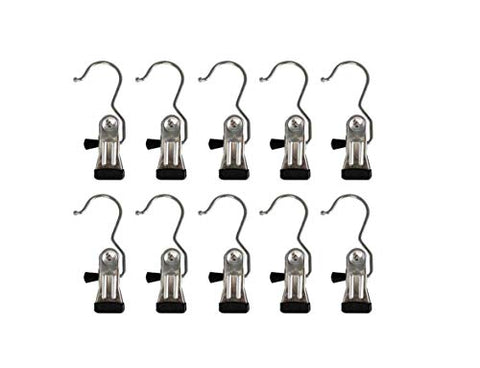 Kitchen Storage Metal Clothes Hanger Pins Boot Hanger-Decorative Shower Curtain Hooks or Multipurpose Hanger large Clip Hooks for Laundry Hooks Shoes/Scarves/curtain or Hanging Photos Set of 10
