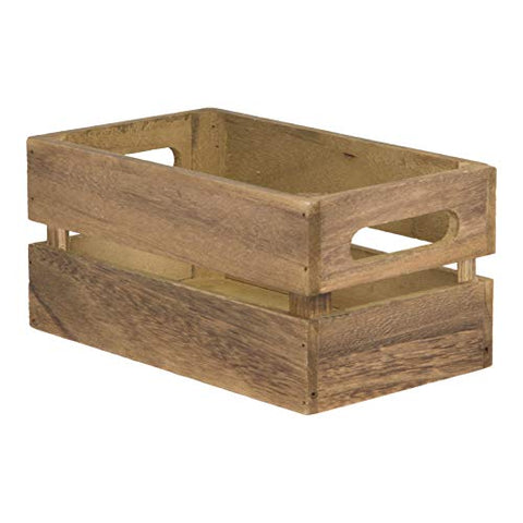 Vintage Mini Wooden Crate Table Caddy - 5.5 by 9.5-inch Storage Box Condiment Holder. Utensil Silverware Holder Organizer