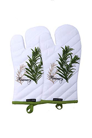 Amour Infini Oven Mitts, Unique Herb Garden Design, Oven Mitts Heat Resistant, 100% Cotton, Set of 2, Oven Mitt size 7 x 13 Inches