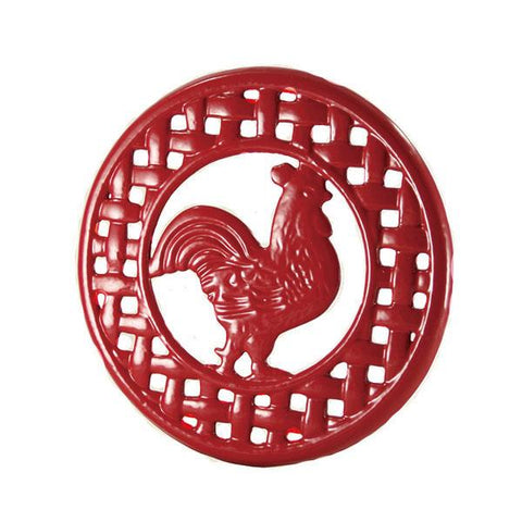 Cast Iron Red Rooster Trivet