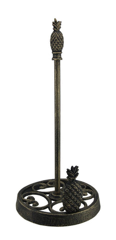 Bronzed Distressed Finish Pineapple Kitchen Counter Paper Towel Holder Cast Iron