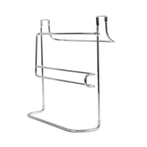 10.5 in. x 12 in. x 5.75 in. Sturdy Steel Construction, Durable, Portable And Versatile Over the Cabinet Dual Towel Bar and Bottle Organizer in Chrome For Your Kitchen/Bathroom/Laundry