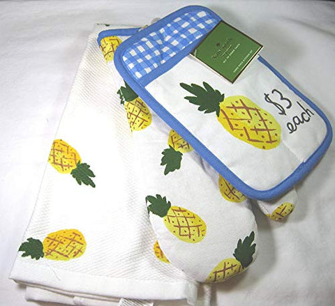 Kate Spade 3 Piece Pineapple Kitchen Towel Set