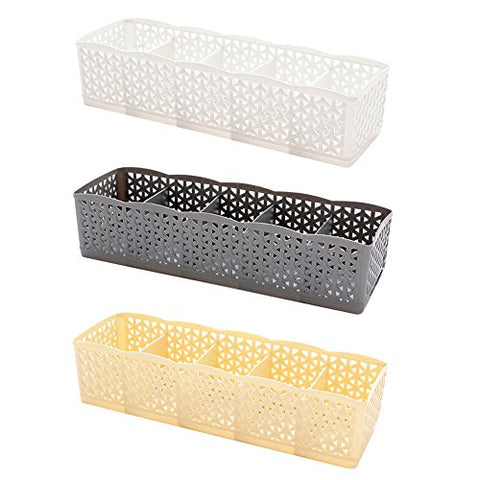 Gotian 4/5 Cells Storage Box Office Plastic Organizer Desktop Cosmetics Debris Case, Tie Bra Socks Drawer Cosmetic Divider (A)