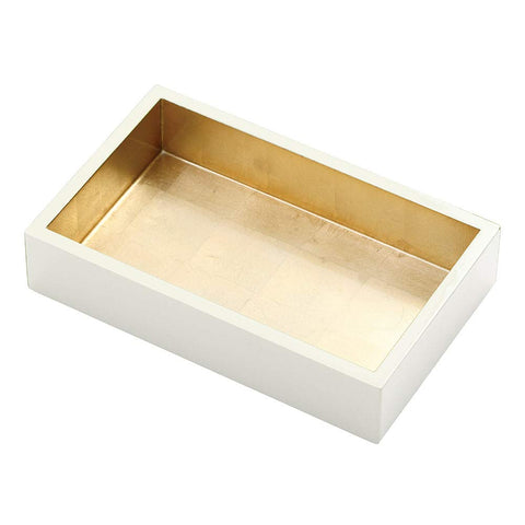 Caspari Lacquer Guest Towel Napkin Holder in Ivory & Gold, 1 Each