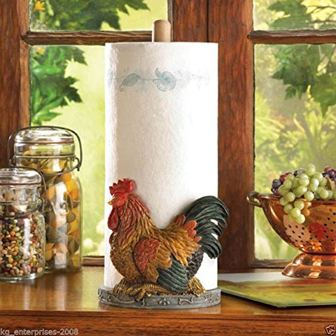 (Ship from USA) Country Rooster Paper Towel Holder Kitchen Decor Counter Top Stand Rack /ITEM NO#8Y-IFW81854185880
