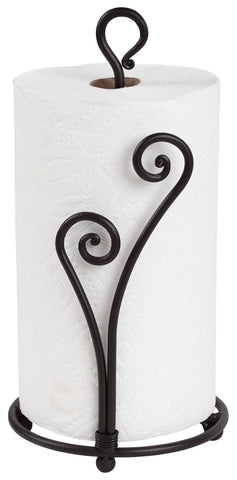 Decorative Heart Shaped Paper Towel Holder Stand | Black Stylish Wrought Iron | Fancy Rod Metal Countertop Holder | Unique & Comfy | Handmade Crafted By RTZEN-Décor