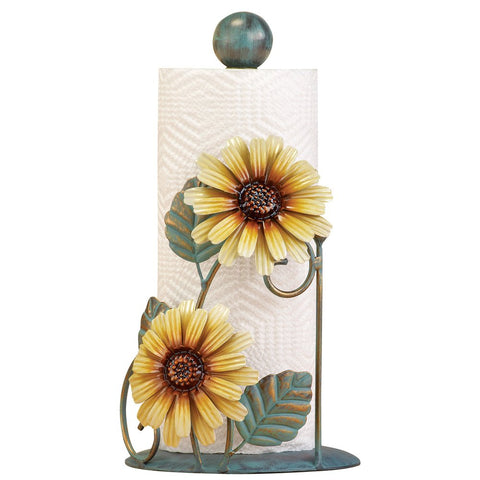 Metal Sunflower Paper Towel Holder, Yellow