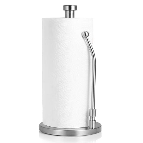 Standing Paper towel holder Stainless Steel, Kitchen Tissue Holder Countertop Anti-Slip, Simply Tear Roll Contemporary Paper Towel Holder Napkin Towel holder, Brushed Nickel by BESy
