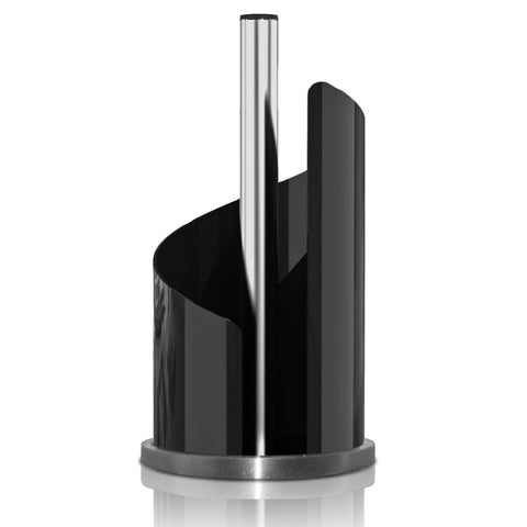Paper Towel Holder | Brushed Stainless Steel & Iron Accents | Won’t Unravel or Tip Over | Designed for Most Roll Sizes | Vertical Countertop Dispenser (UpGood Paper Porter, Classic Black)