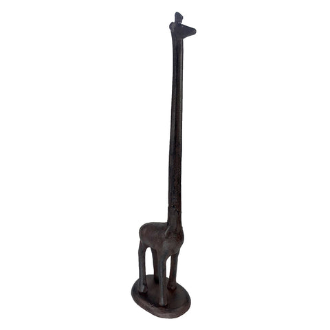 Giraffe Cast Iron Animal Paper Towel Holder Bath Tissue Toilet Roll Jewelry Organizer Free-Standing Bronze Rustic Decor 14-inch