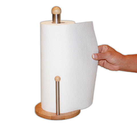 Kozo Paper Towel Holder. The Latest Bamboo Wood Design. Countertop Roll Holder, Easy To Use And A Beautiful Decor For Your Kitchen And Home