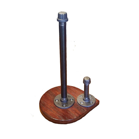 Milton Douglas Lamp Co. Industrial Rustic Reclaimed Wood and Pipe Paper Towel Holder Oak