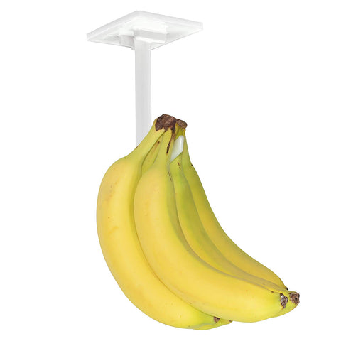Banana Hanger – Under Cabinet Hook for Bananas or Other Lightweight Kitchen Items. Hook Folds-up When Not in Use. Self-adhesive and Pre-drilled Holes (Screws Provided) Keep Bananas Fresh! (White)