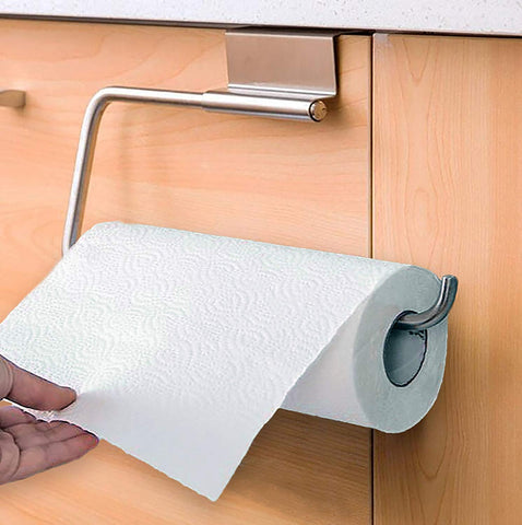 Chrome Paper Towel Holder Over Cabinet Door Soft Sponge won't scratch your cabinet door,