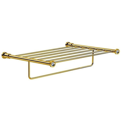 Moonlight Round Brass Towel Holder/Rack 20.1" w/ Towel Bar - Chrome/ Gold