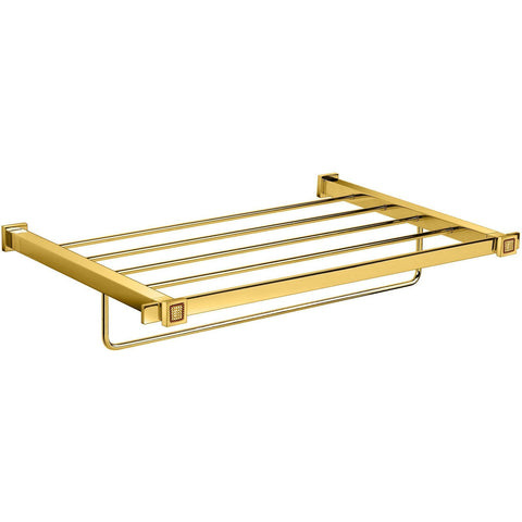 Starlight Brass Towel Rack with Bar Holder 21.3" - Swarovski Crystal - Gold/ Chrome