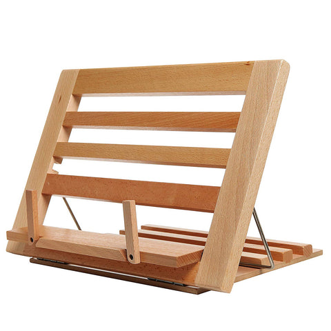 Countertop Folding Alder Wood Cookbook Holder/Adjustable Tabletop Display Easel Stand for Books & iPads