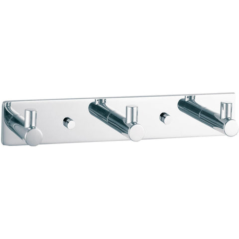 DWBA Hook Rail/Coat Rack with 3 Hooks, 7-Inch, Stainless Steel Chrome Plated