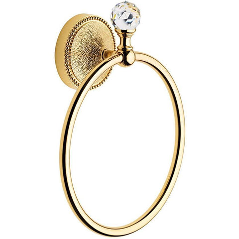 Lux Elite Swarovski Towel Ring Bar Holder Bath Hand Towel Holder Towel, Brass