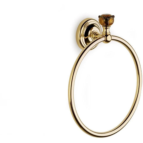 Lux Murano Wall Mounted Round Towel Ring Holder Bath Hand Towel Holder, Brass