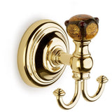 Lux Murano Wall Double Towel Robe Hook Hanger for Bath Towel Holder, Brass
