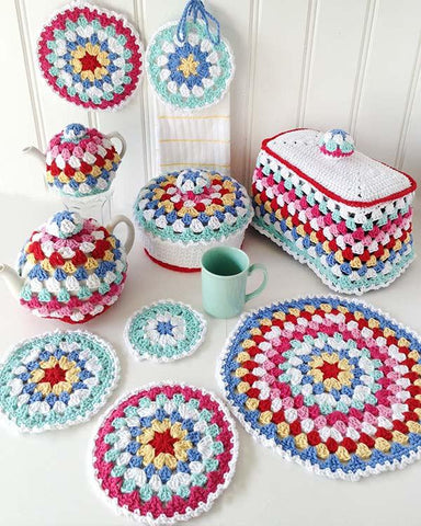 Granny-Go-Round Kitchen Set Crochet Pattern