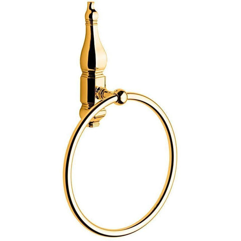 Lux Queen Wall Mounted Towel Ring Bar Holder Bath Hand Towel Holder Towel, Brass