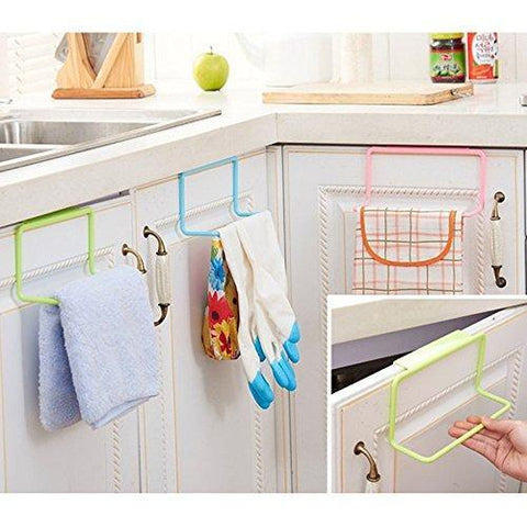 Allmart Enterprise ABS Plastic Rack Hanging Holder Organizer Bathroom Kitchen Cupboard Towel Hanger, Assorted Colours (Set of 2 Pieces)
