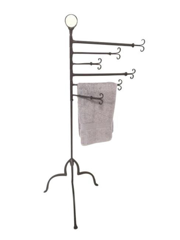Ornate Hand Forged Iron Bathroom Towel Rail / Rack On Stand - Very Unique