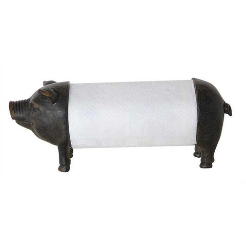 Creative Co-op Metal & Resin Pig Paper Towel Holder