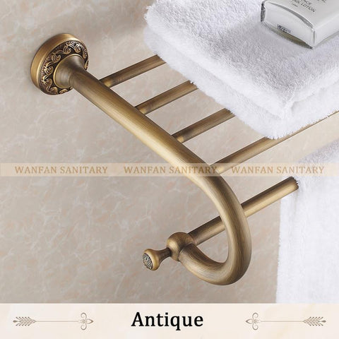 Arrival Fashion Antique Brass Towel Rack Shelf Bathroom Accessories Luxury Bath Towel Holder Toilet St3701