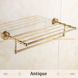 Bathroom Shelves 2 Tier Rails Antique Brass Towel Rack Bath Shelf Towel Holder Hangers Classic Home Deco Wall Towel Bars Hj1312
